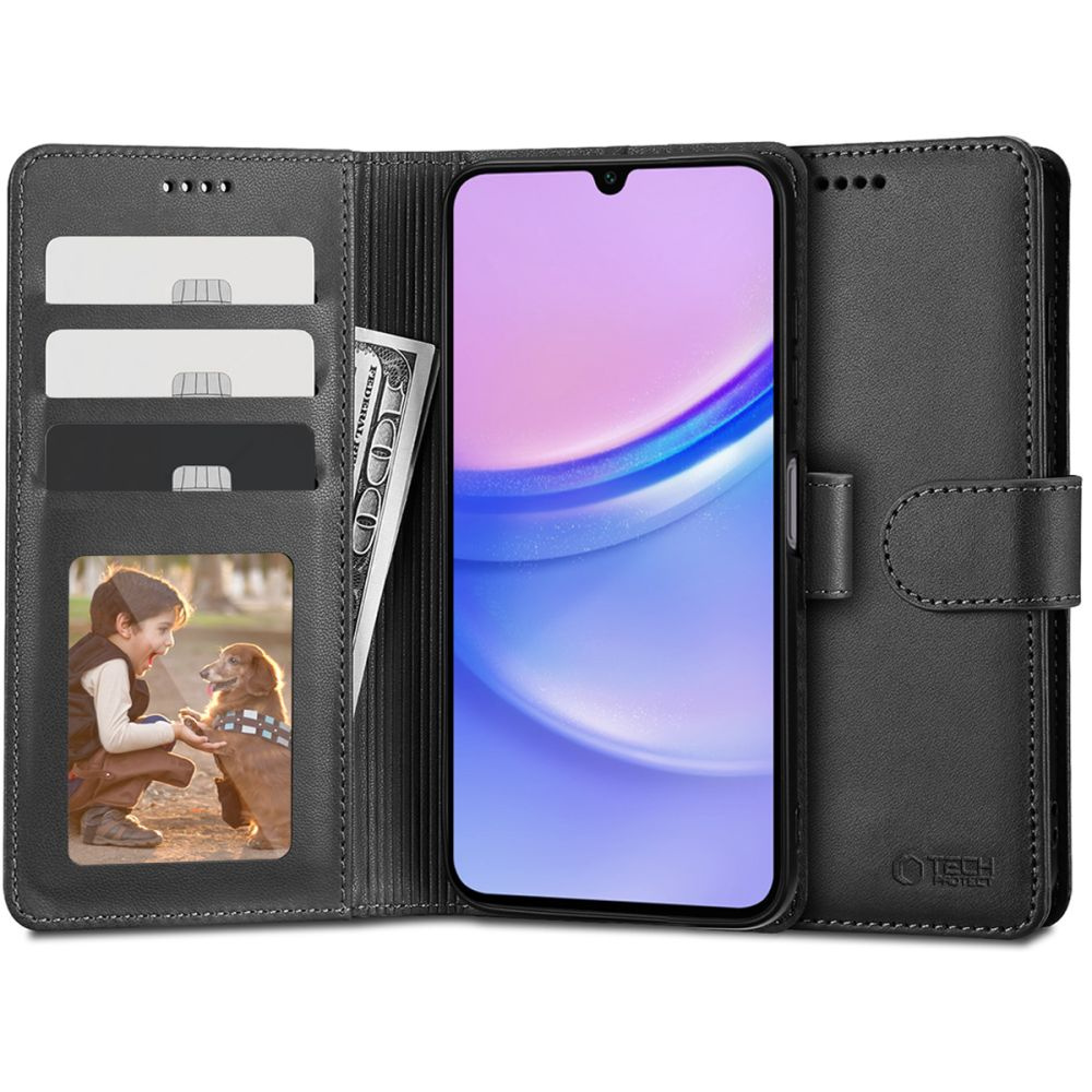 Etui Tech-Protect Wallet Samsung Galaxy A15 4G/5G Black Case zamknięte