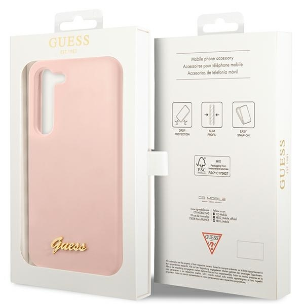 Etui Guess GUHCS23MLSLMGPP S23 Plus S916 różowy/pink hardcase Silicone Script Metal Logo