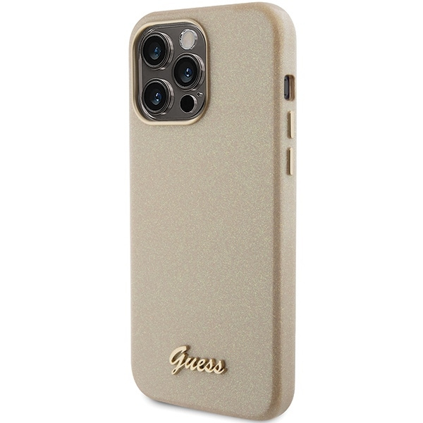 Etui Guess GUHCP15XPGMCSD iPhone 15 Pro Max 6.7" złoty/light gold hardcase Glitter Glossy Script