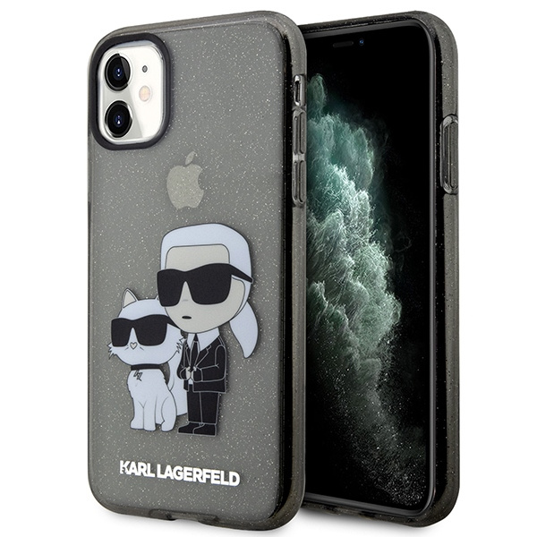 Etui Karl Lagerfeld iPhone 11 6,1" czarny/black hardcase Gliter Karl&Choupette