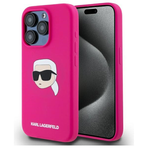 Karl Lagerfeld KLHMP15LSKHPPLF iPhone 15  Pro 6.1" fuksja/fuschia hardcase Silicone Karl Head Print MagSafe