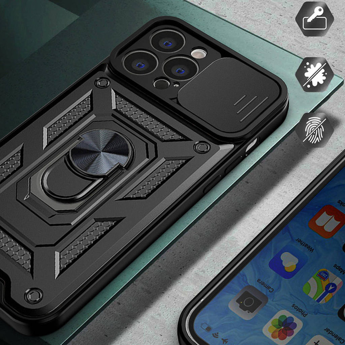 Etui Hybrid Armor Camshield etui Huawei nova Y90 pancerny pokrowiec z osłoną na aparat czarne Case