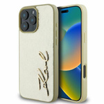 Etui Karl Lagerfeld iPhone 16 Pro Max złoty/gold HC Wrinkled PU Metal Signature