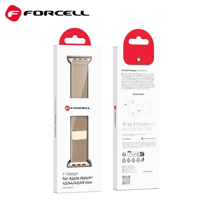 FORCELL F-DESIGN FA03 pasek do APPLE Watch 42 / 44 / 45 / 49 mm złoty