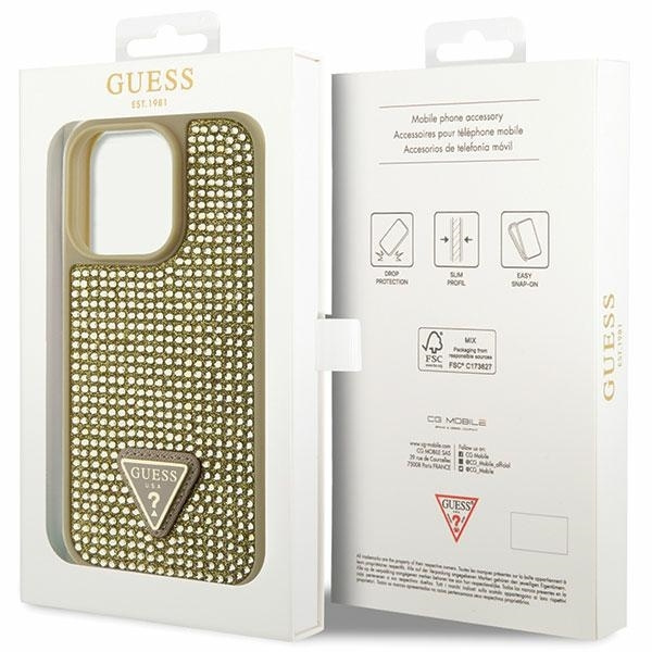 Etui Guess GUHCP14LHDGTPD iPhone 14 Pro 6.1" złoty/gold hardcase Rhinestone Triangle Case