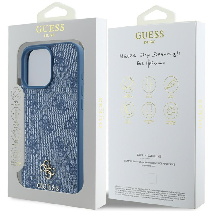 Etui Guess HC PU 4G Small 4G and Classic  do iPhone 16 Pro MagSafe niebieski