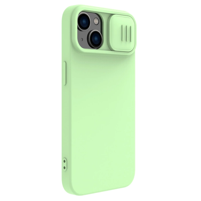 Silikonowe etui Nillkin CamShield Silky Silicone Case do iPhone 15 z osłoną na aparat - miętowe