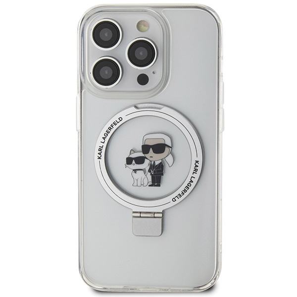 Karl Lagerfeld KLHMP15LHMRSKCH iPhone 15 Pro 6.1" biały/white hardcase Ring Stand Karl&Choupettte MagSafe