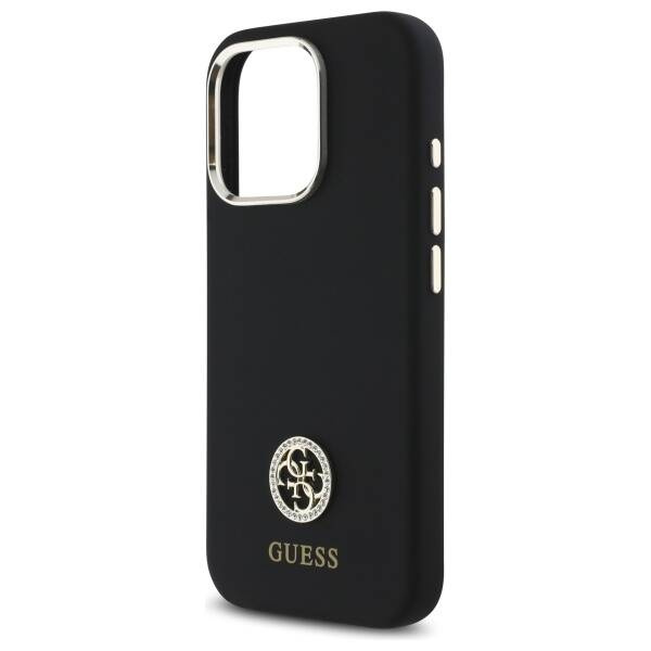 Etui Guess iPhone 16 Pro Max czarny/black hardcase Silicone Logo Strass 4G