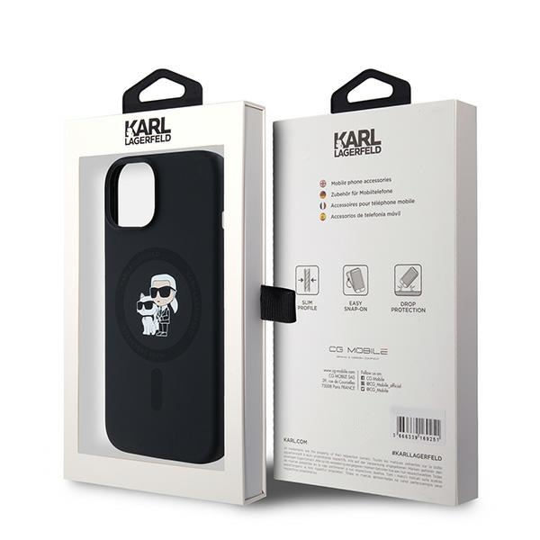 Etui Karl Lagerfeld KLHMP15SSCMKCRHK iPhone 15 / 14 / 13 6.1" czarny/black hardcase Silicone Karl & Choupette MagSafe