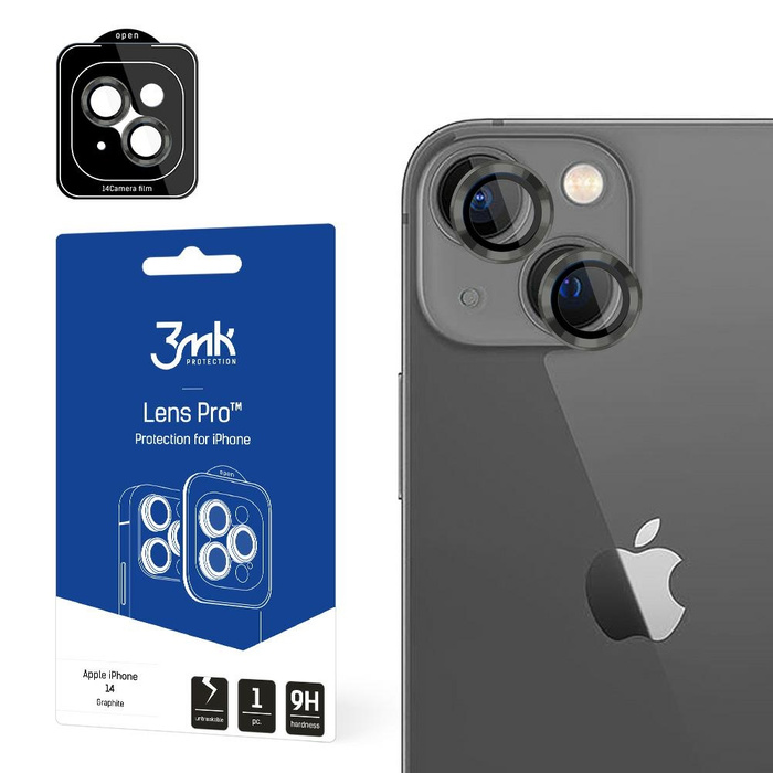 3MK Lens Protection Pro iPhone 14 6,1" grafitowy/graphite Ochrona na obiektyw aparatu z ramką montażową 1szt.