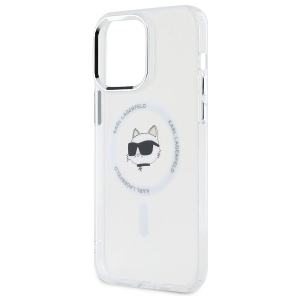 Karl Lagerfeld KLHMP13XHLSCHH iPhone 13   Pro Max 6.7" biały/white hardcase IML Metal Choupette Head MagSafe