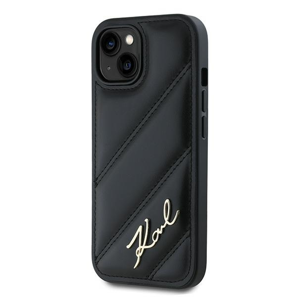 Karl Lagerfeld KLHCP14SPQDSMGK iPhone 14 / 15 / 13 6.1" czarny/black hardcase Diagonal Quilted Script