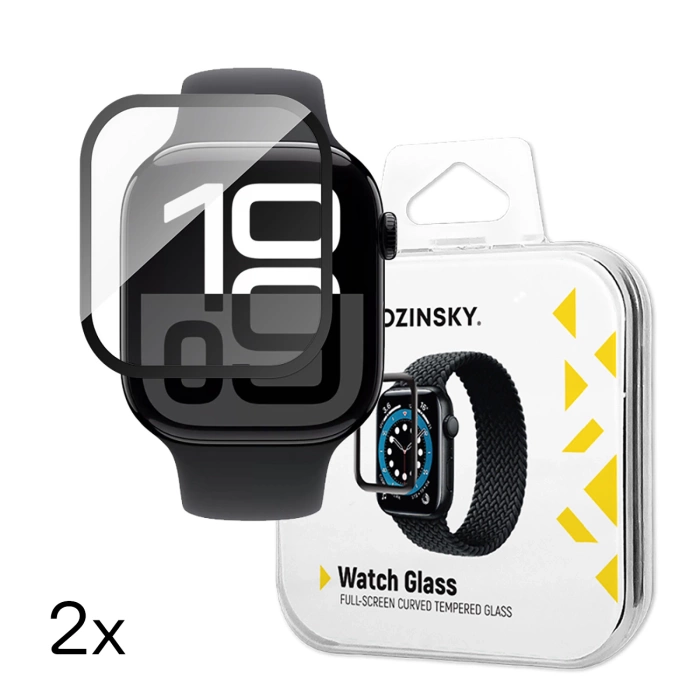 Szkło hartowane Wozinsky Full Glue z czarną ramką do Apple Watch Series 10 42mm (2 szt.)