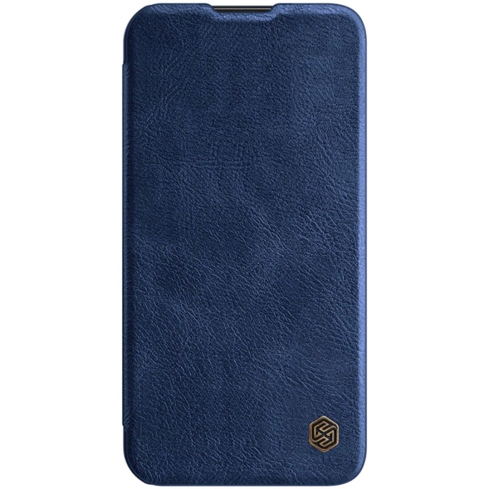 Nillkin Qin Leather Pro Case etui iPhone 14 Plus osłona na aparat kabura pokrowiec obudowa z klapką niebieski