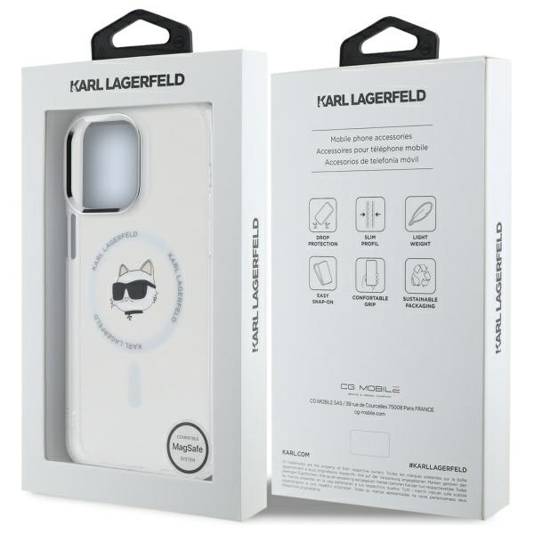 Karl Lagerfeld KLHMP13XHLSCHH iPhone 13   Pro Max 6.7" biały/white hardcase IML Metal Choupette Head MagSafe