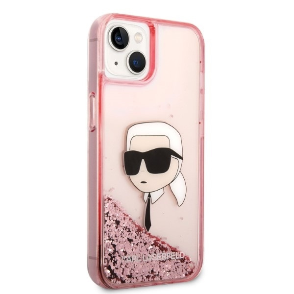 Etui KARL LAGERFELD Apple iPhone 14 Glitter Karl Head Różowy Hardcase