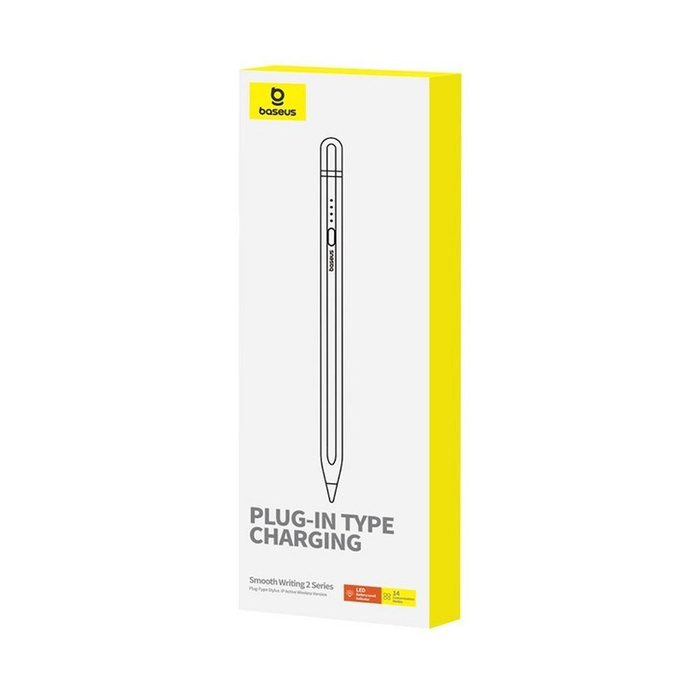 BASEUS rysik do telefonu pojemnościowy Stylus Writing 2 Lite LED (wersja aktywna + bezprzewodowy + kabel USB A do Lightning 8-pin) 130 mAh biały P80015806211-02/BS-PS030