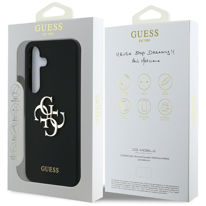 Etui Guess Silicone Big 4G Logo Bottom    Script Samsung Galaxy S25 czarny