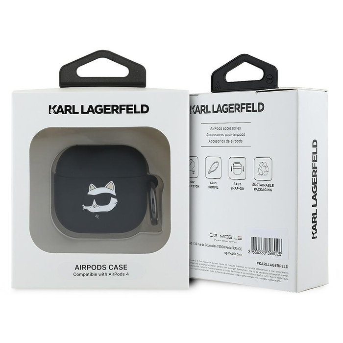 Karl Lagerfeld KLA4RUNCHK AirPods 4       cover czarny/black Silicone Choupette Head 3D