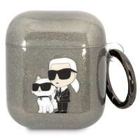 Etui Karl Lagerfeld Airpods 1/2 cover czarny/black Gliter Karl&Choupette