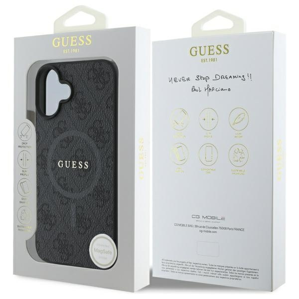 Etui Guess iPhone 16 6,1" czarny/black MagSafe PU 4G Ring Classic Logo