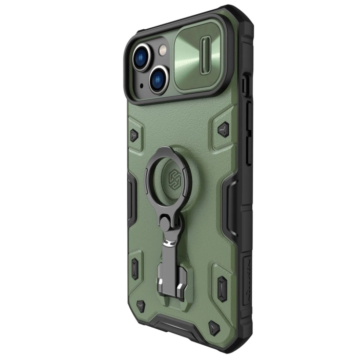 Nillkin CamShield Armor Pro Magnetic Case etui iPhone 14 magnetyczny pokrowiec MagSafe z osłoną na aparat ciemnozielone