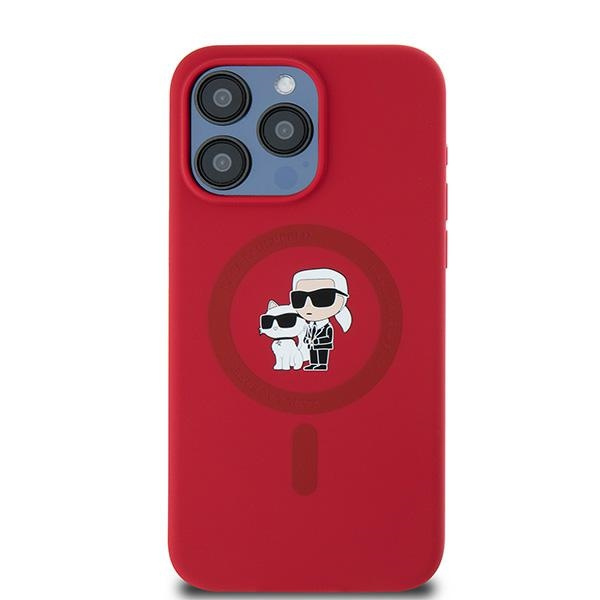 Etui Karl Lagerfeld KLHMP15XSCMKCRHR iPhone 15 Pro Max 6.7" czerwony/red hardcase Silicone Karl & Choupette Ring MagSafe