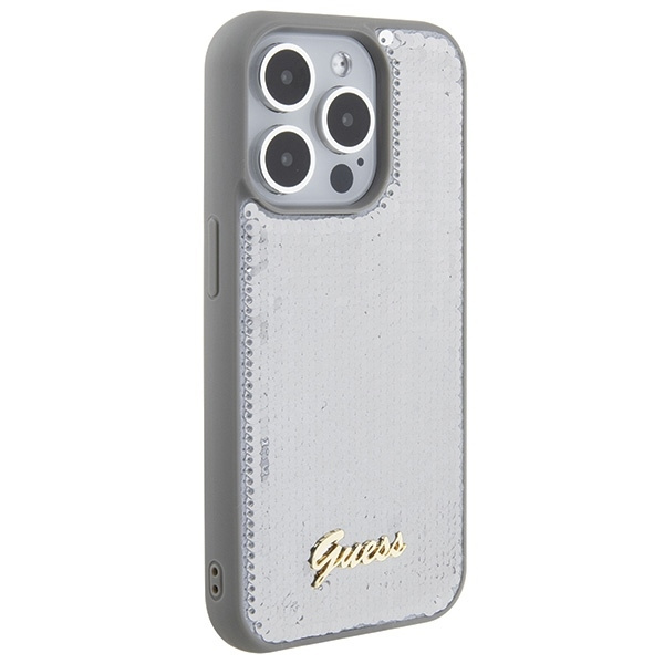 Etui Guess GUHCP15XPSFDGSS iPhone 15 Pro Max 6.7" srebrny/silver hardcase Sequin Script Metal Case