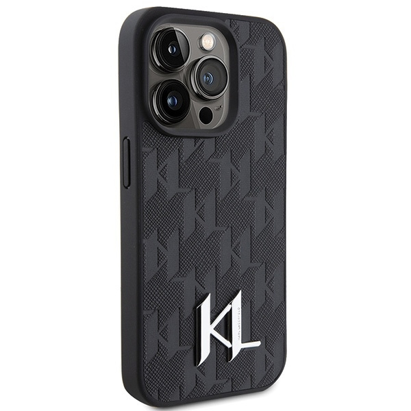 Etui Karl Lagerfeld KLHCP15LPKLPKLK iPhone 15 Pro 6.1" czarny/black hardcase Leather Monogram Hot Stamp Metal Logo Case