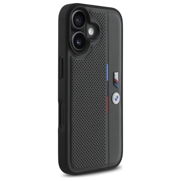 Etui BMW iPhone 16 6.1" antracyt/anthracite hardcase M Perforated Tricolor Detail Line