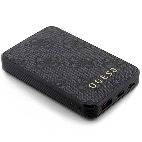 Guess Powerbank 15W GUPB5LP4GEGK 5000mAh czarny/black 4G Leather Metal Logo