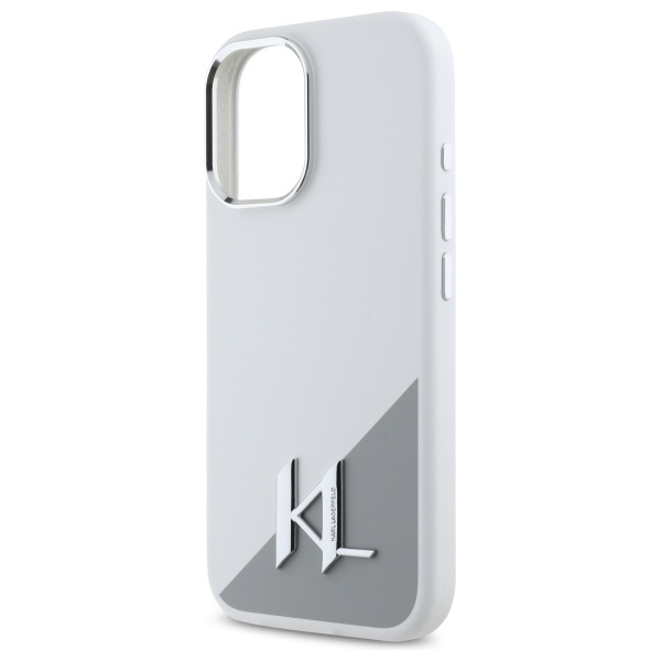 Etui Karl Lagerfeld iPhone 16 biały/white hardcase Silicone Initial Metal Logo MagSafe