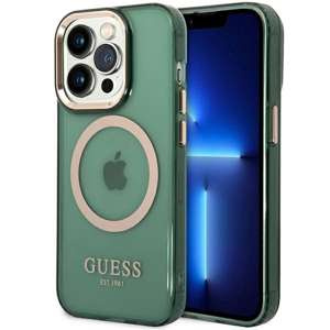 Etui Guess GUHMP14XHTCMA iPhone 14 Pro Max 6,7" zielony/khaki hard case Gold Outline Translucent MagSafe Case