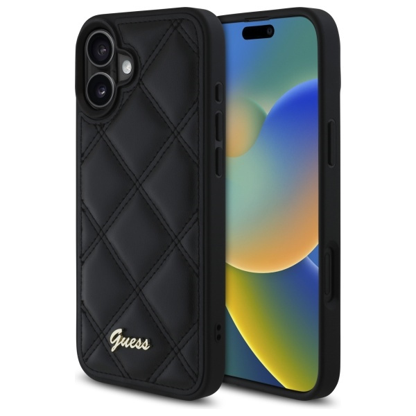 Etui Guess iPhone 16 Plus 6.7" czarny/black hardcase Quilted Metal Logo