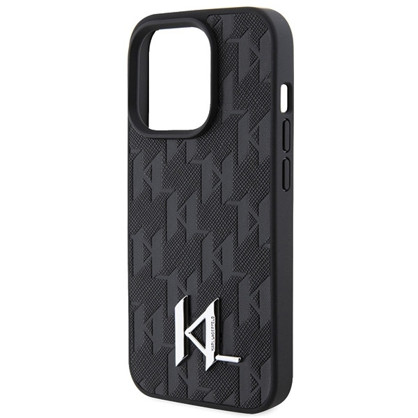 Etui Karl Lagerfeld KLHCP15LPKLPKLK iPhone 15 Pro 6.1" czarny/black hardcase Leather Monogram Hot Stamp Metal Logo Case