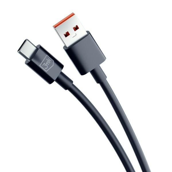 3MK Hyper Cable USB-A - USB-C 1.2m 5A Czarny/Black