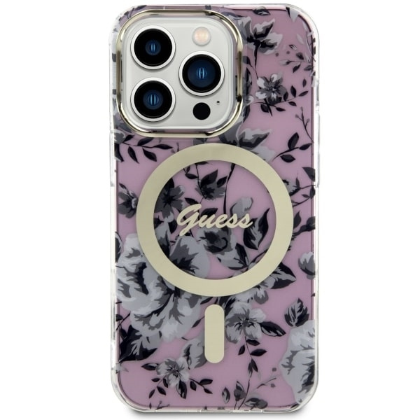 Etui Guess GUHMP14XHCFWSP iPhone 14 Pro Max 6.7" różowy/pink hardcase Flower MagSafe Case