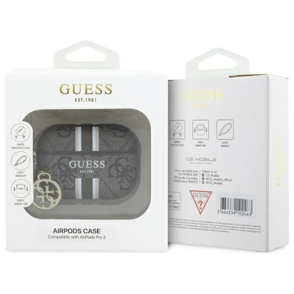 Guess GUAP2P4RPSW AirPods Pro 2           (2022/2023) cover brązowy/brown 4G Printed Stripes Charm