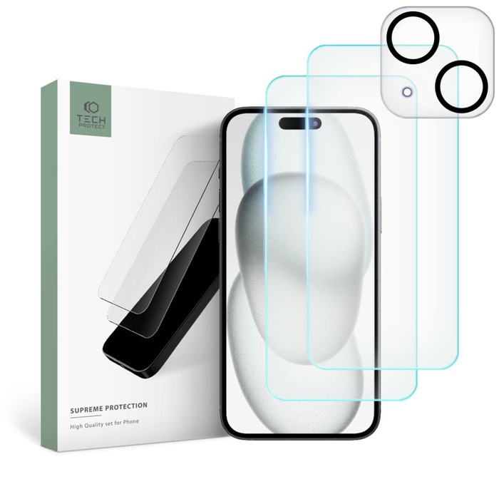 Szkło Hartowane Tech-protect Supreme Set iPhone 15 Clear