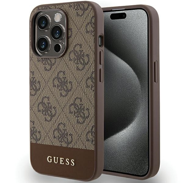 Etui Guess GUHCP15LG4GLBR iPhone 15 Pro 6.1" brązowy/brown hardcase 4G Stripe Collection Case