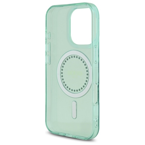 Etui Guess iPhone 16 Pro 6.3" zielony/green hardcase IML Rhinestones MagSafe