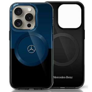 Etui Mercedes iPhone 16 Pro Max 6.9" czarny niebieski/black blue hardcase MB Double Layer BiColor MagSafe