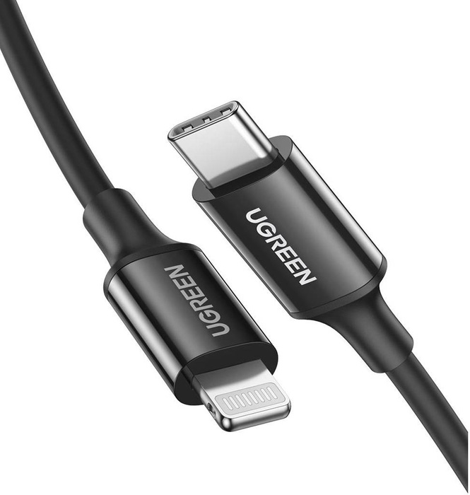 Ładowarka sieciowa US316 Ugreen Nexode Pro 45W, 2x USB-C (szara) + Kabel Ugreen USB Typ C - Lightning MFI 1m 3A 18W