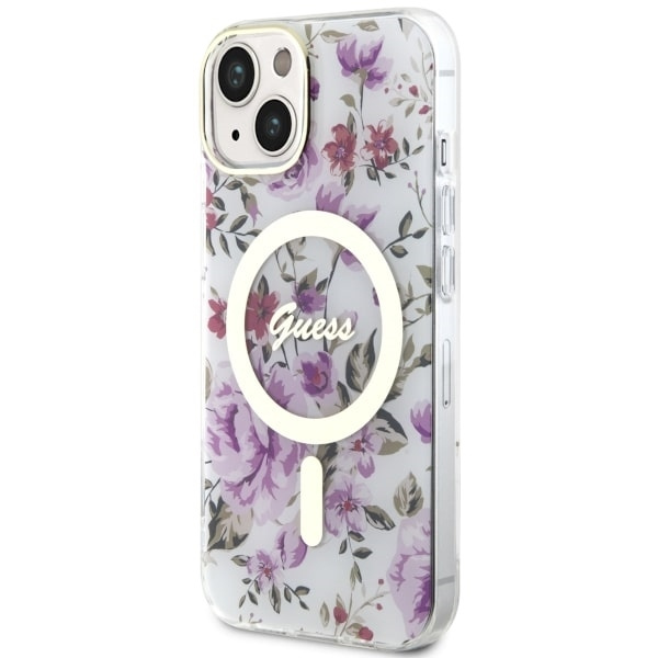 Etui Guess GUHMP14MHCFWST iPhone 14 Plus 6.7" transparent hardcase Flower MagSafe Case