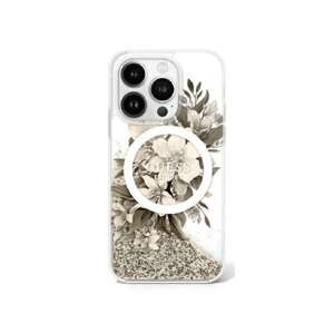 Etui Guess iPhone 16 Pro Max 6.9" beżowy/beige hardcase Liquid Glitter Flower MagSafe