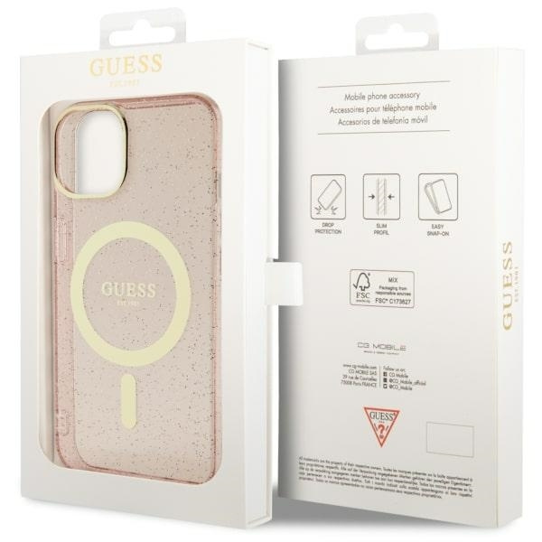 Etui Guess GUHMP14MHCMCGP iPhone 14 Plus 6.7" różowy/pink hardcase Glitter Gold MagSafe Case