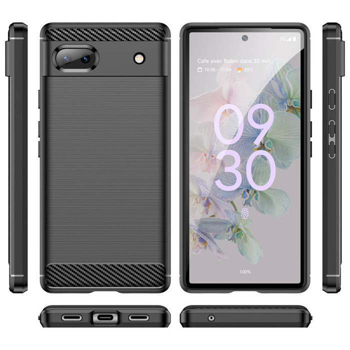 Carbon Case elastyczne etui pokrowiec Google Pixel 6a czarny