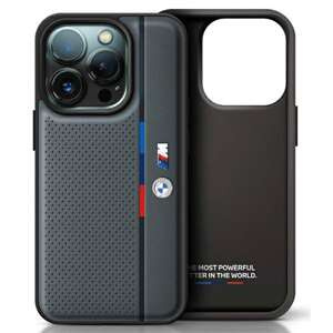 Etui BMW iPhone 16 6.1" antracyt/anthracite hardcase M Perforated Tricolor Detail Line