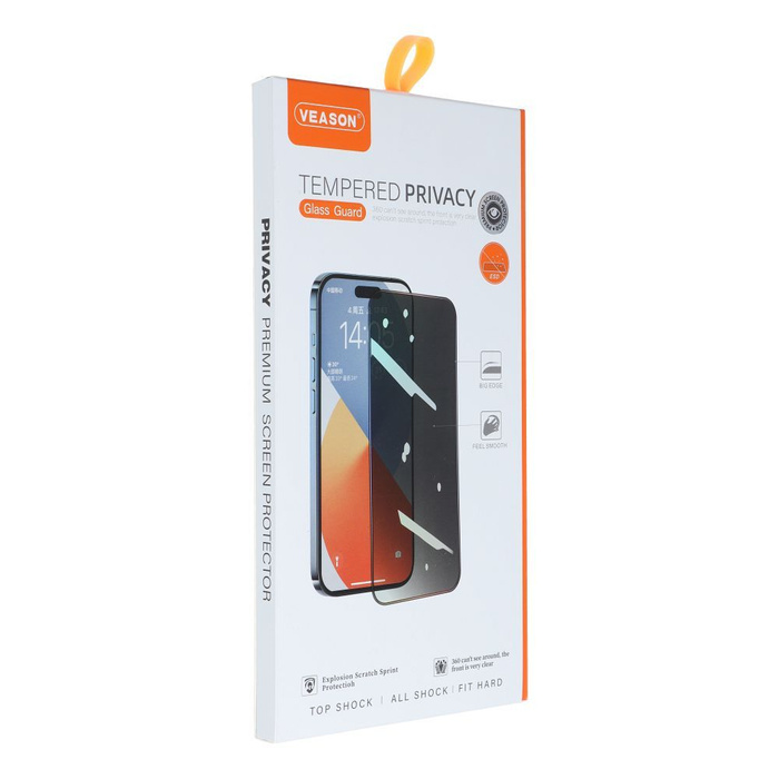 Szkło Hartowane 6D Pro Veason Privacy Glass - do Iphone 12 Pro Max czarny